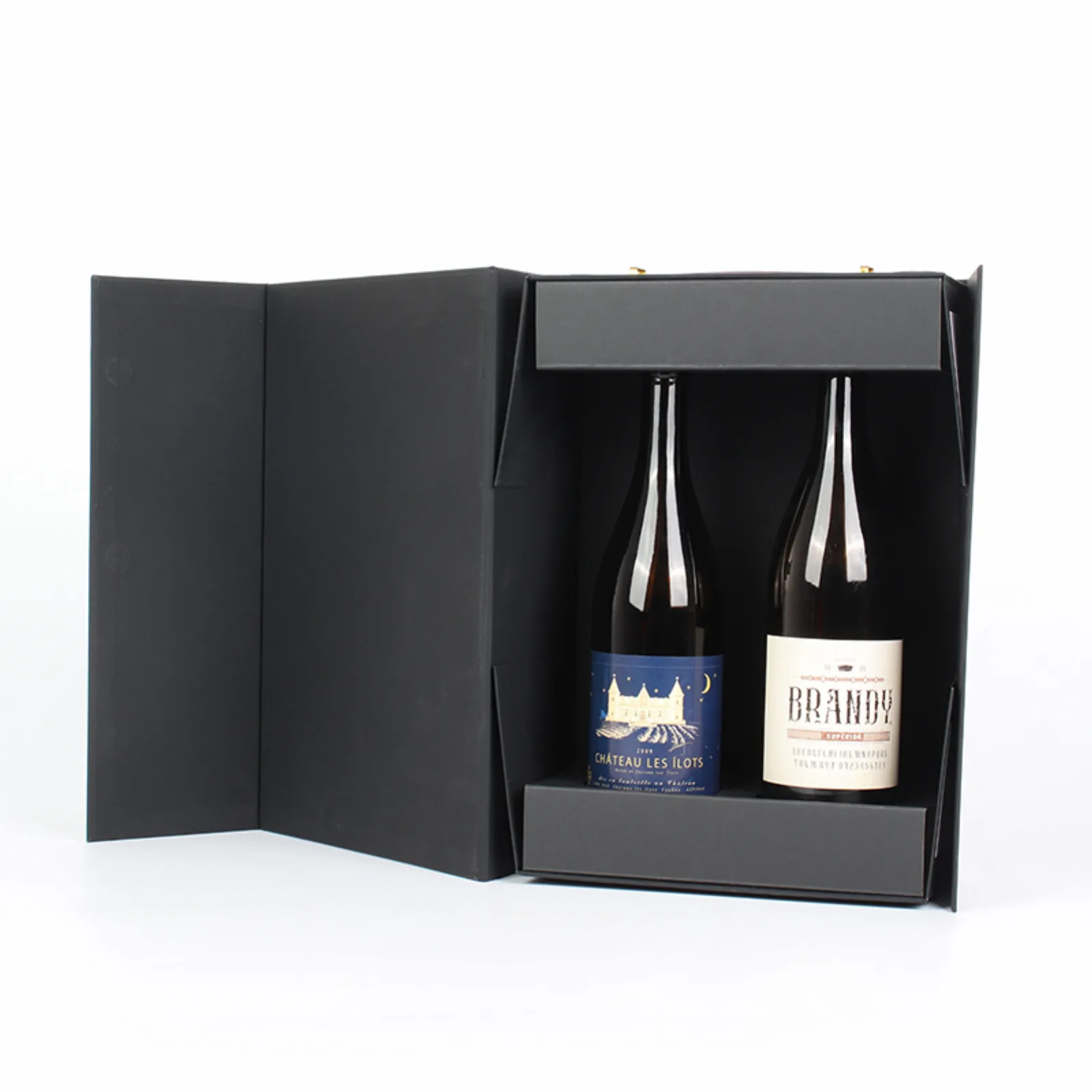 Black Double Cardboard Wine Bottle Gift Box 5