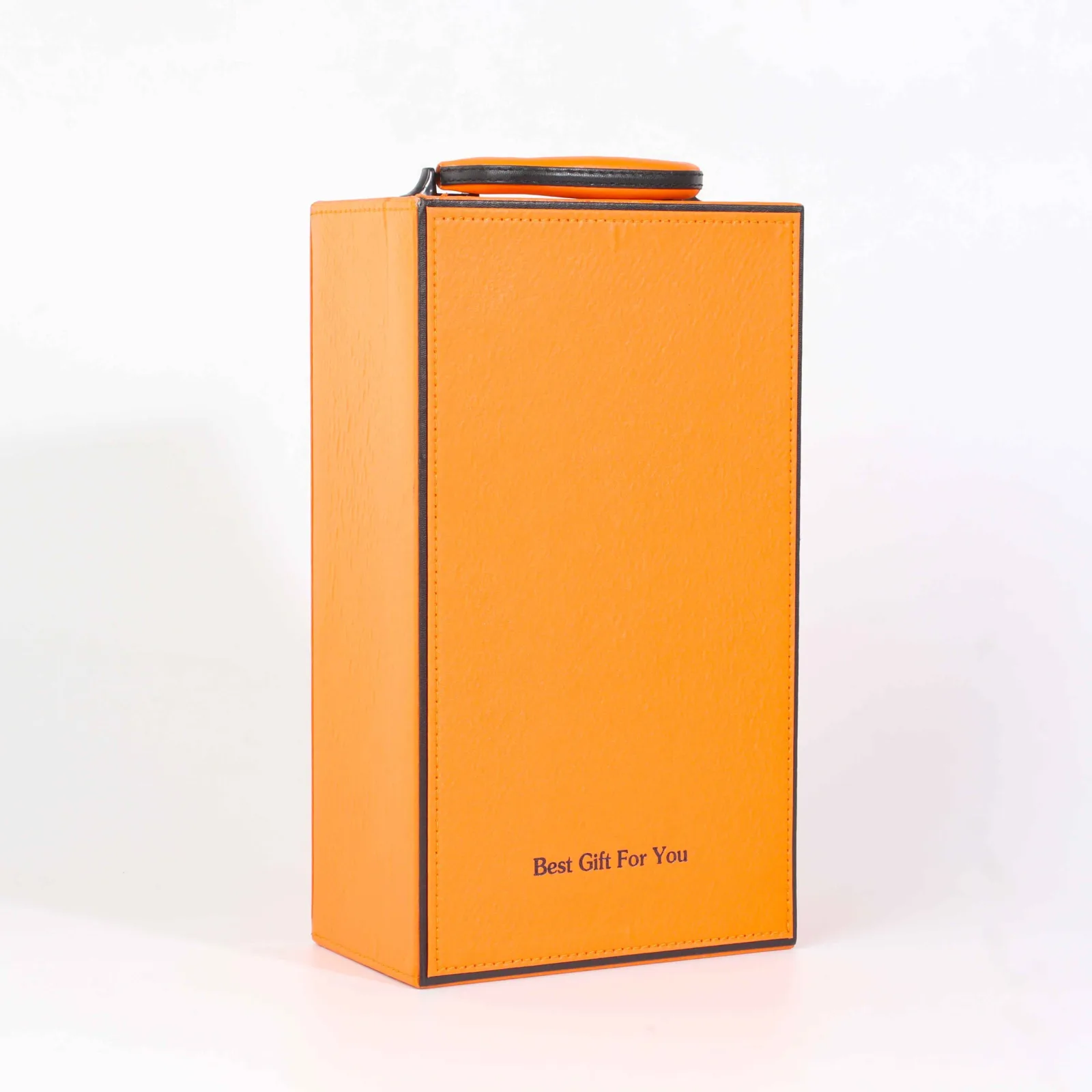 Orange Leather Double Wine Bottle Gift Box with Tools