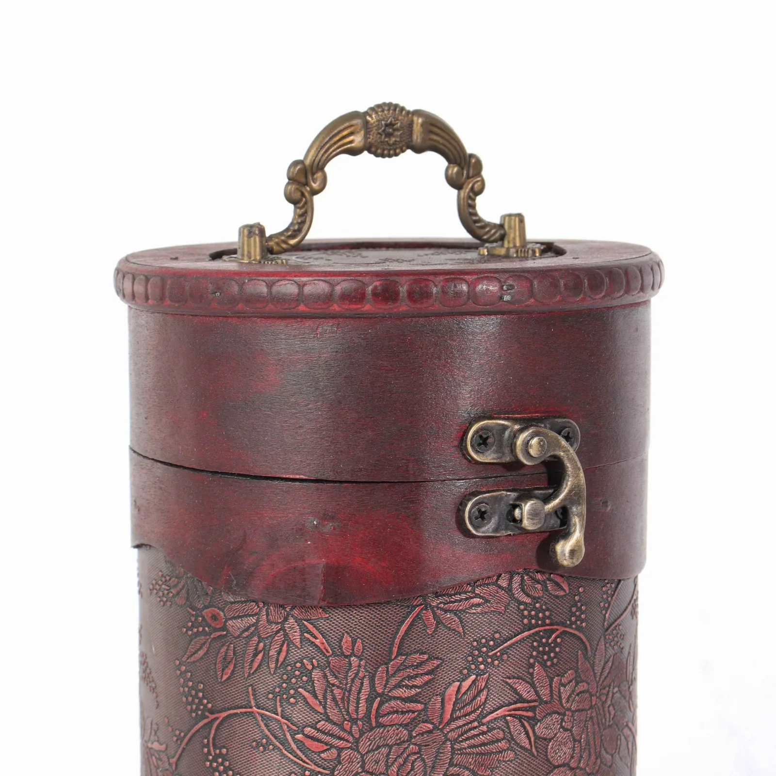 European Retro Cylindrical Wooden Wine Box 2