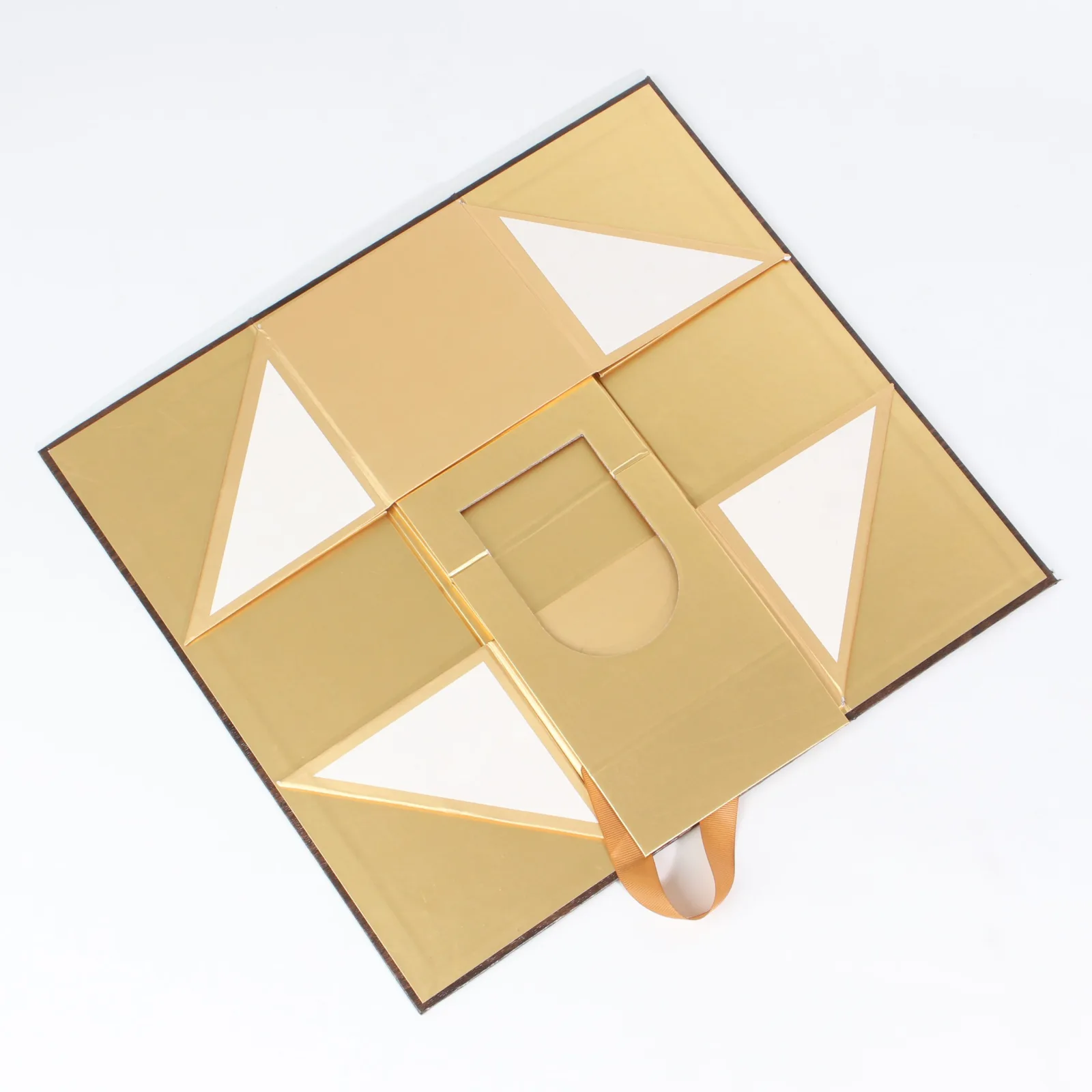 Vintage Foldable Cardboard Wine Box with Ribbon Handle 2