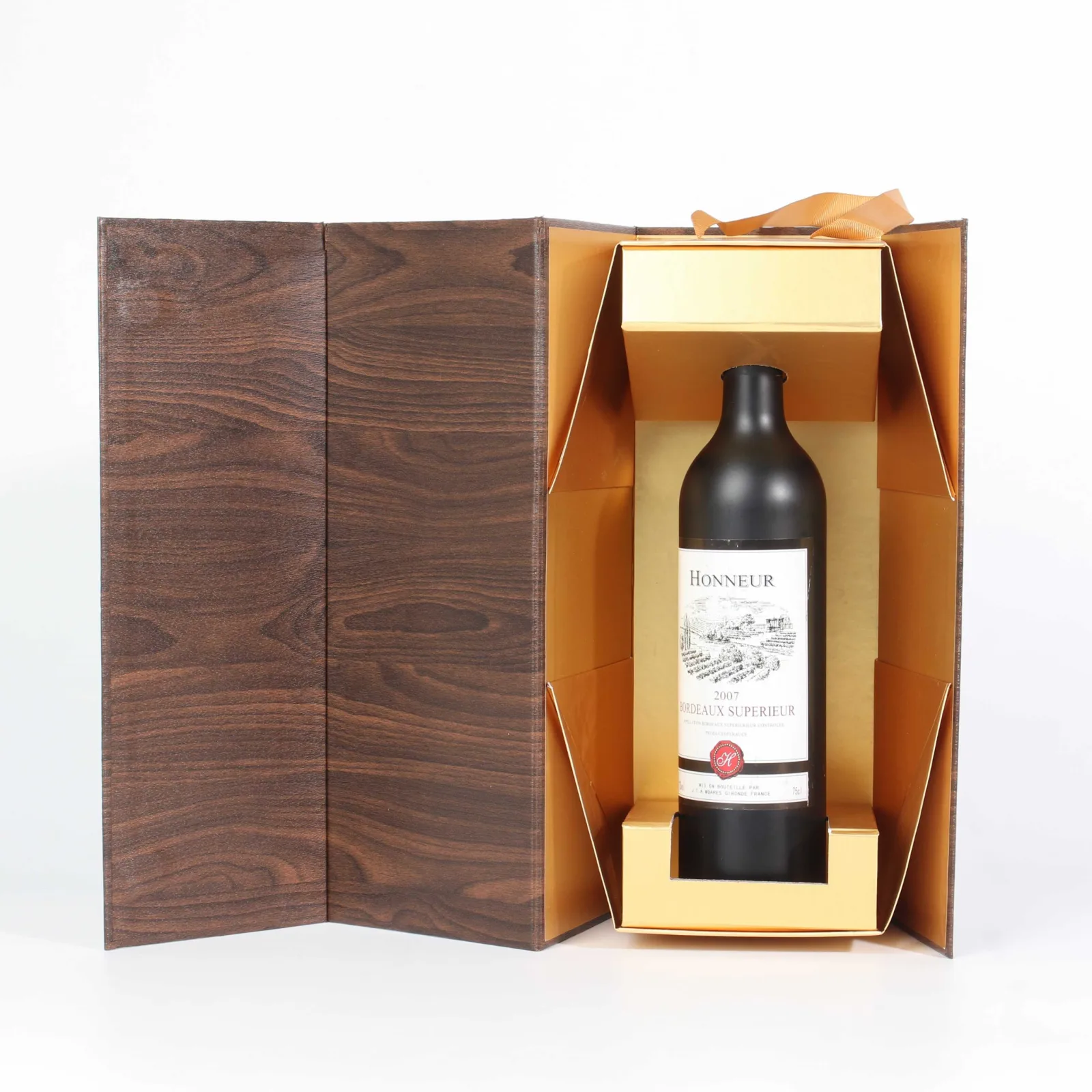 Vintage Foldable Cardboard Wine Box with Ribbon Handle 5