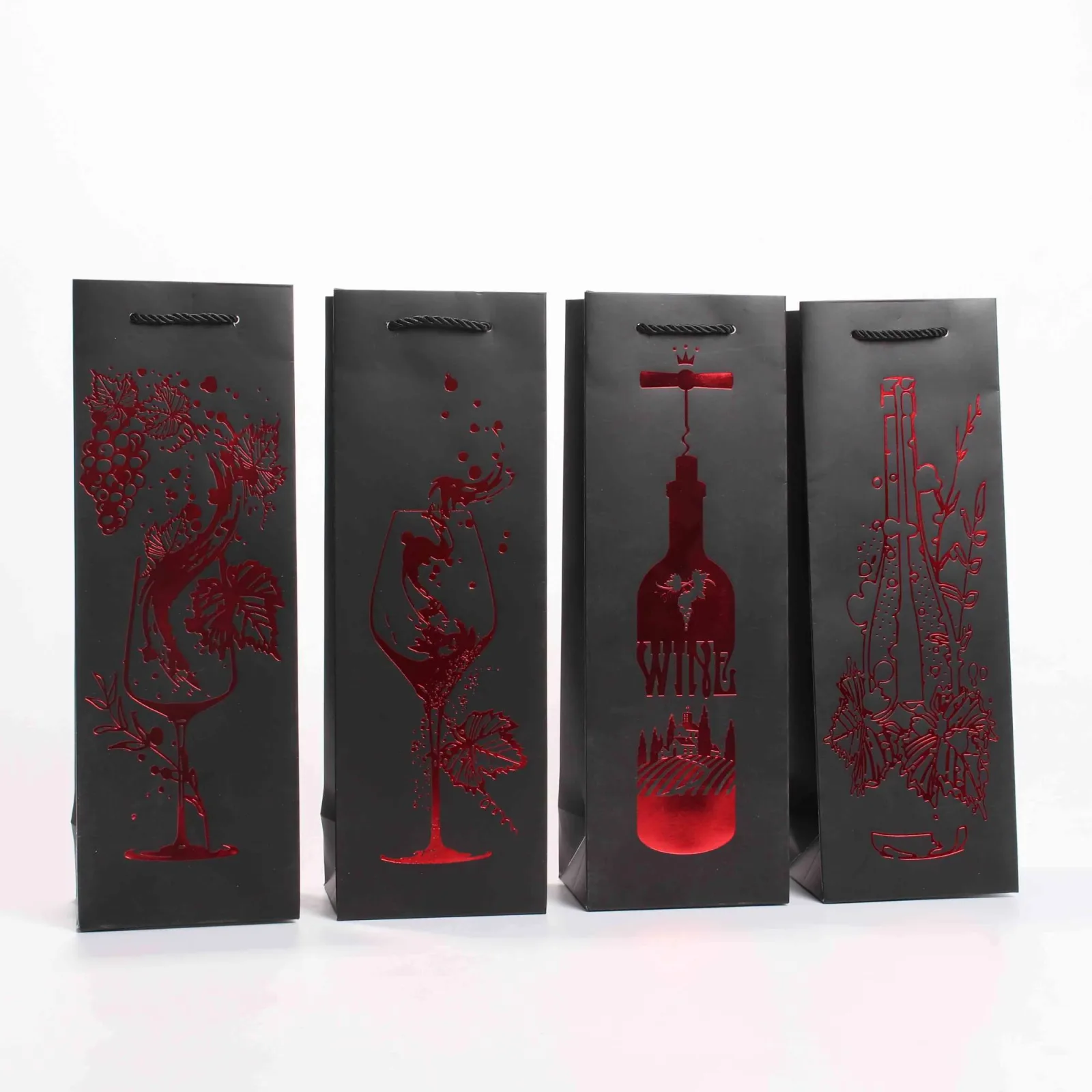 White Cardstock Wine Paper Bag with Rope Handles 4