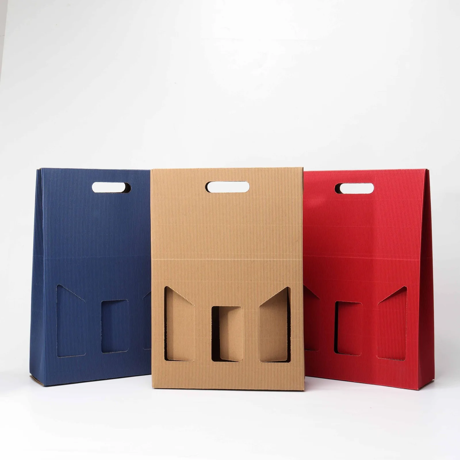 Corrugated Wine Shipping Box with Handle, 1-3 Bottles